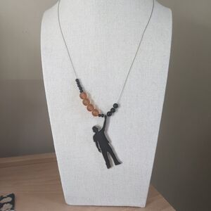 Black and Orange Pendant Necklace